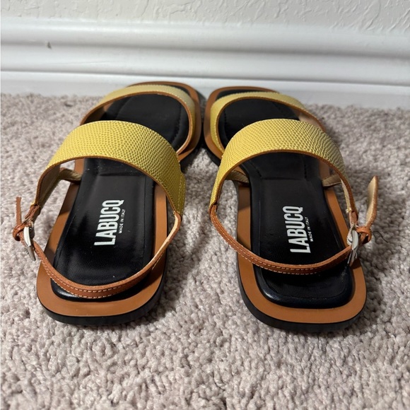 LABUCQ Charlie Green Lizard Embossed Leather Slingback Sandal Size EU 38 (7.5/8) - Picture 4 of 6